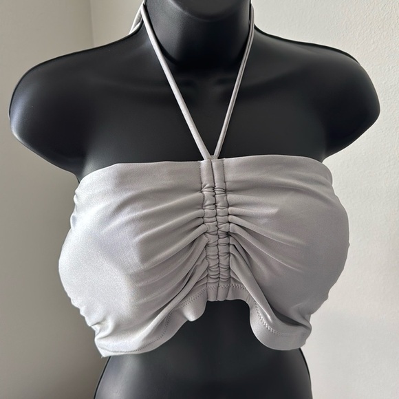 Shade & Shore Gray Ruched Bandeau Bikini Top|High-Waisted Bikini Bottom 2X. NWT - Picture 7 of 15